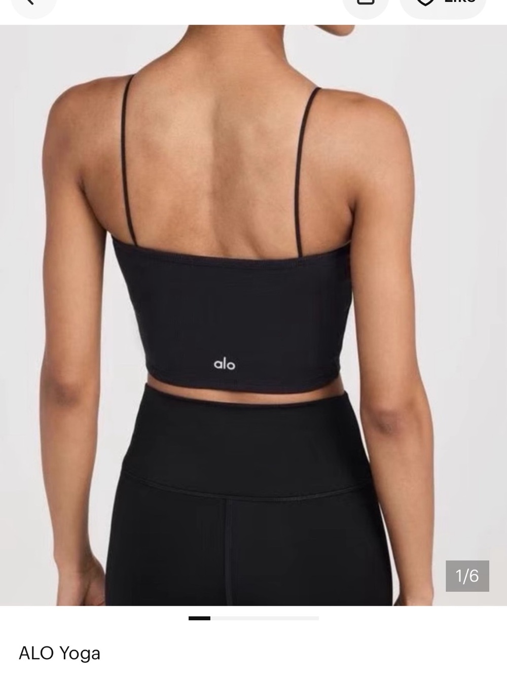 ALO Yoga Black Ribbed Goddess Bandeau Crop Top